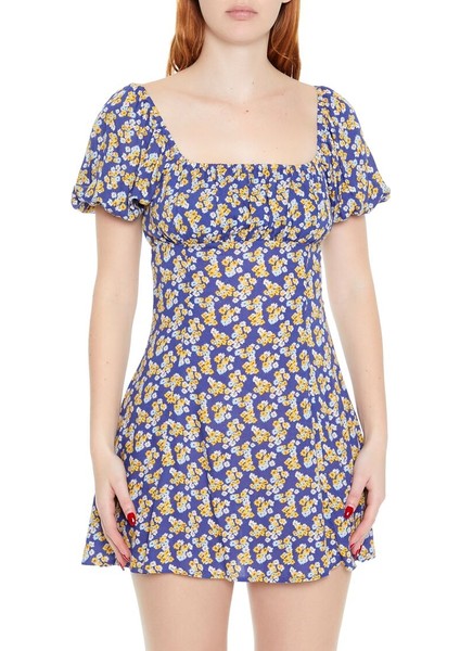 F21 Çiçek Desenli Mini Elbise