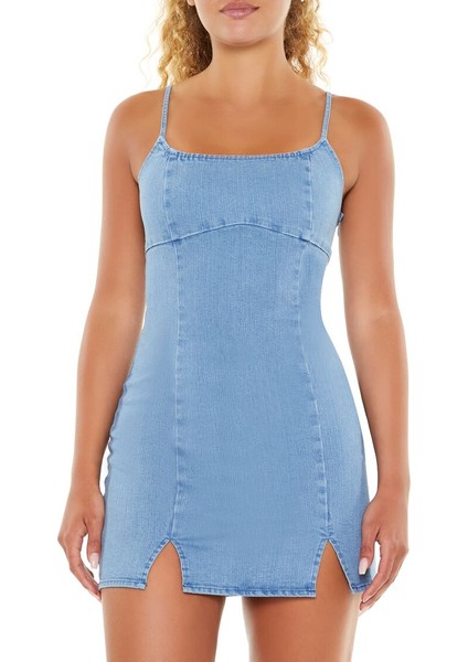 F21 Denim Cutout Detaylı Mini Elbise