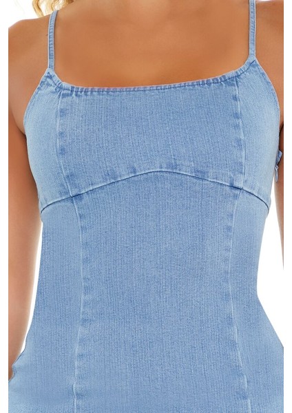 F21 Denim Cutout Detaylı Mini Elbise