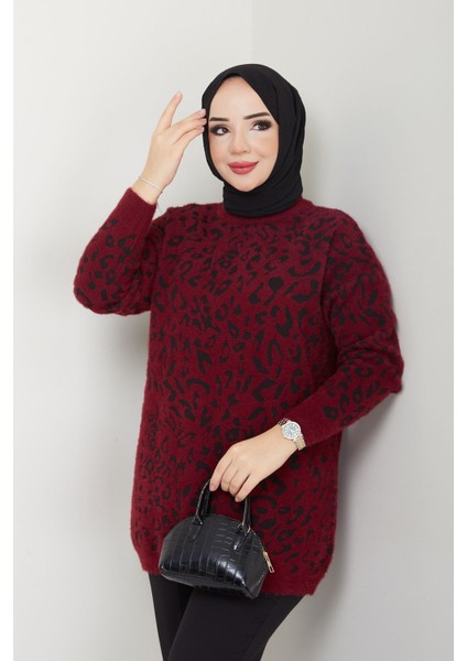 Kadın Sakallı Leopar Triko Tunik -PMK371
