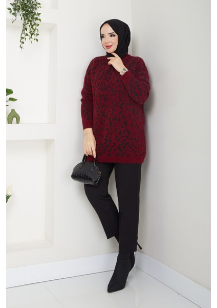 Kadın Sakallı Leopar Triko Tunik -PMK371