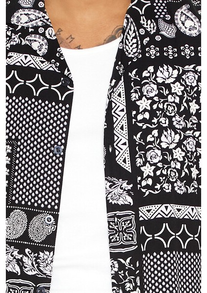 F21 Paisley Desenli Küba Yaka Gömlek modelleri