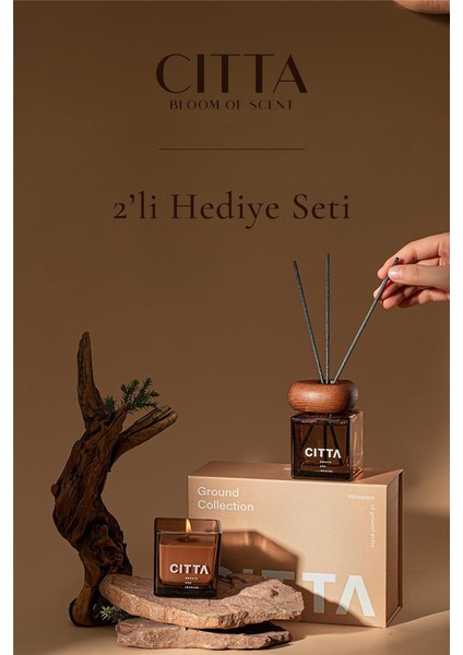 Cıtta Bloom Of Scent | Ground Serisi | 2'li Hediye Seti Oda Kokusu ve Mum | 150 ml Oda Kokusu