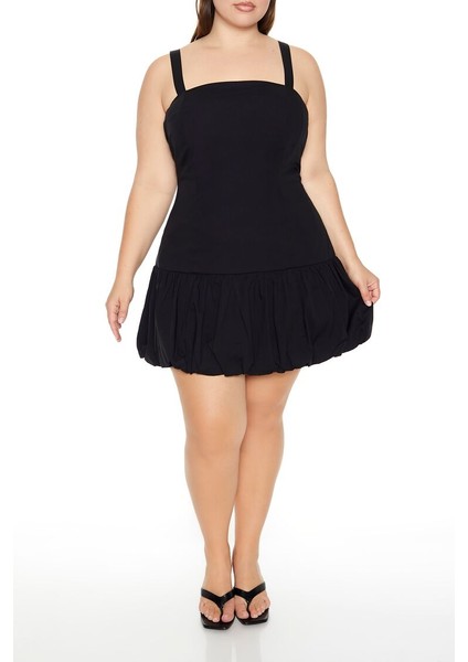 F21 Plus Size Poplin Mini Elbise