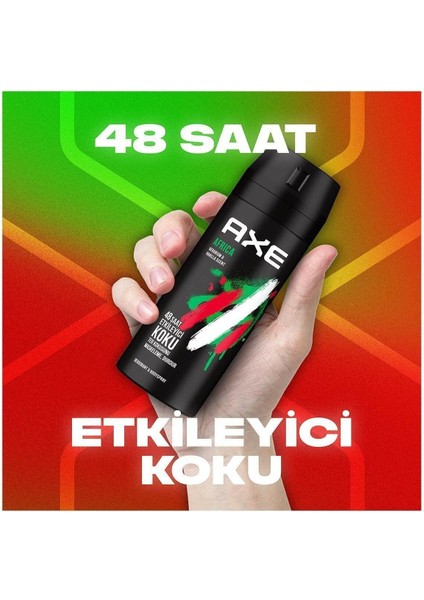 Erkek Sprey Deodorant Africa 48 Saat Etkileyici Koku 150 ml x 3 Adet