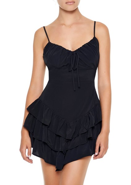 F21 Volanlı Mini Elbise