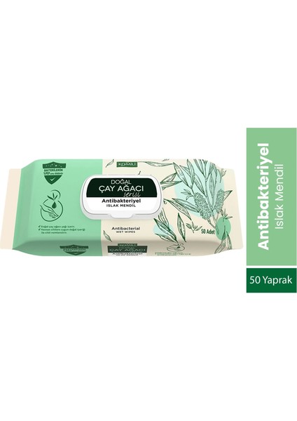 Islak Havlu Mendil 50 Yaprak (18 Li Set) Çay Ağacı Serisi Antibakteriyel (900 Yaprak)