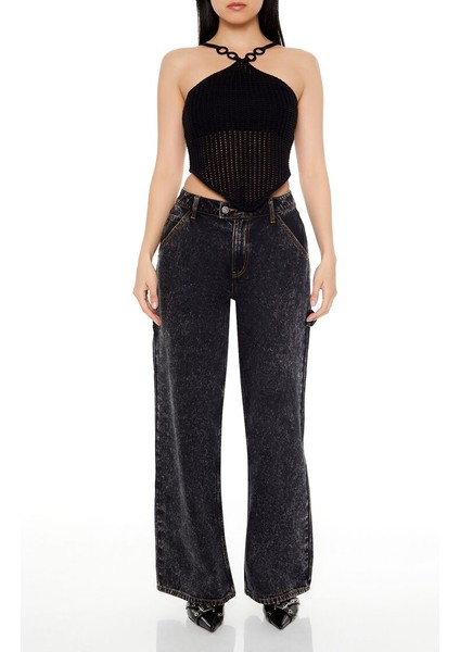 Halter Yaka Örgü Crop Bluz fiyatları