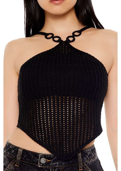 Halter Yaka Örgü Crop Bluz indirimleri
