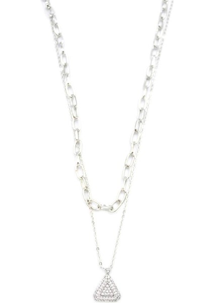 Çoklu Üçgen Kolye - Gümüş
