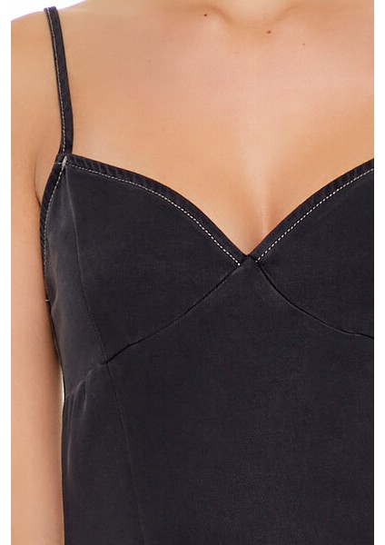 F21 Kalp Yaka Midi Elbise