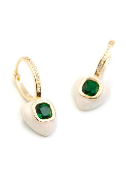 Mineli Kalp Küpe - Yeşil fiyatları