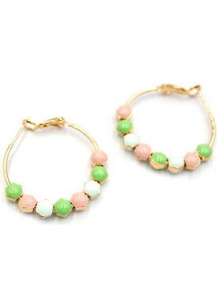 Mineli Halka Küpe - Yeşil