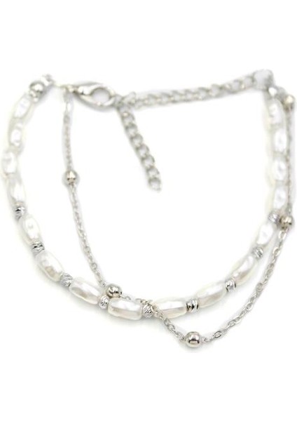 Zincirli Inci Bileklik - Gümüş