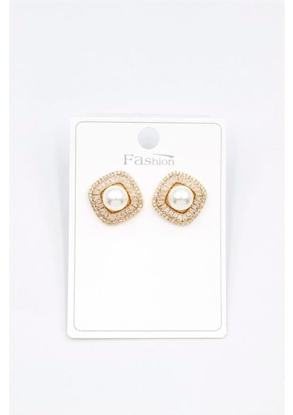 Incili Baget Taşlı Küpe - Altın fiyatları