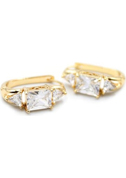 Baget Taşlı Küpe - Altın