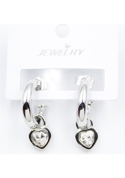 Kalp Halka Küpe - Beyaz fiyatları