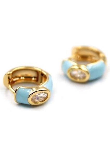 Mineli Halka Küpe - Turkuaz