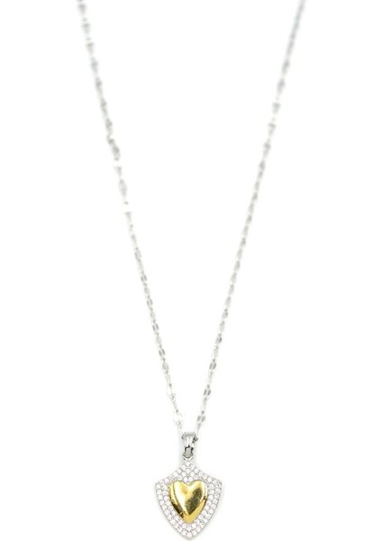 Taşlı Kalp Kolye - Gümüş fiyatları