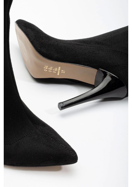 VRT-4811 Siyah Süet Yüksek Ince Topuklu Fermuarlı Kadın Bot indirimleri