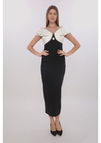 Midi Boy Özel Tasarım Drape Detaylı Elbise