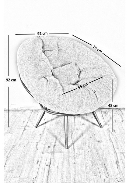 Ergonomik Geniş Oturma Alanlı Modern Berjer Tekli Koltuk | Dinlenme & Kitap Okuma Koltuğu | Keten Gri fırsatları