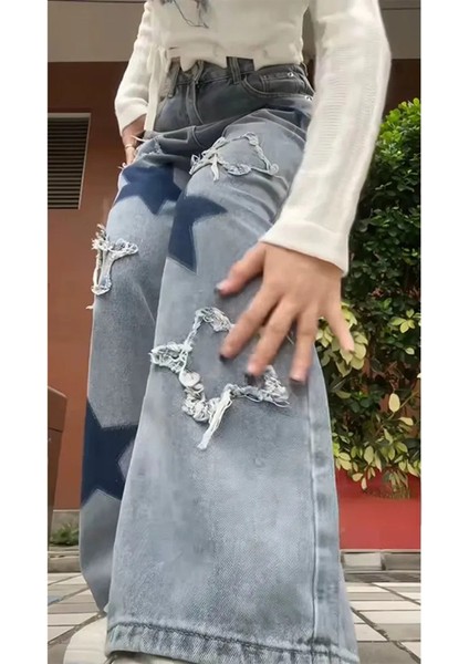 EDVESS Y2K BAGGY STAR JEAN PANTOLON fırsatları