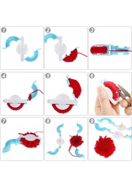 Ponpon Makinası 4'lü Set Ponponmatik 4 Farklı Boy