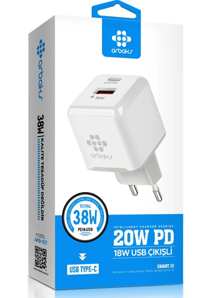 38W USB + Pd Arbaks Şarj Başlığı ARB-017