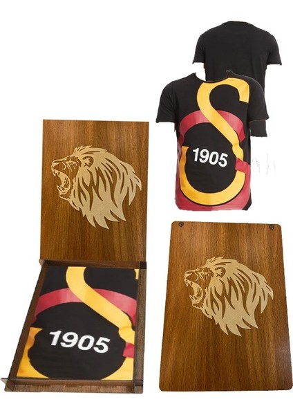 Lisanslı Büyük Logolu T-Shırt Aslan Ahşap Kutulu