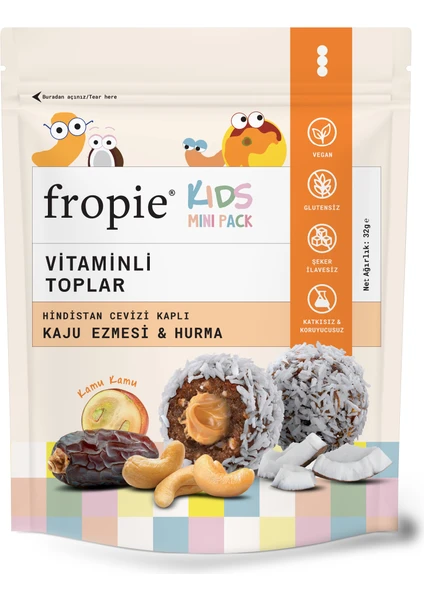 Mini Kids Vitamin Topları - Hindistan Cevizi Kaplı & Kaju Ezmeli