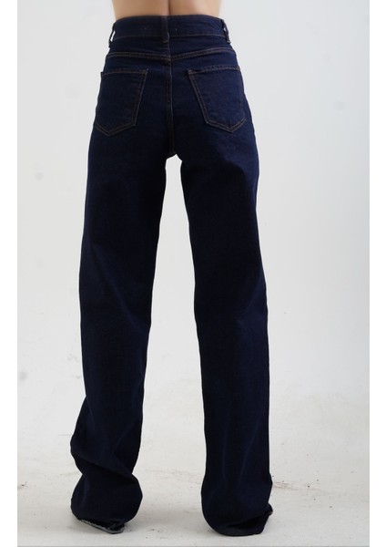 Lacivert Straight Fit Jean Pantolon