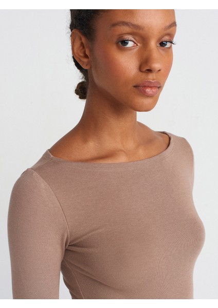 31332 Kayık Yaka Uzun Kollu Top-Vizon fırsatları