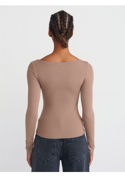 31332 Kayık Yaka Uzun Kollu Top-Vizon fiyatları