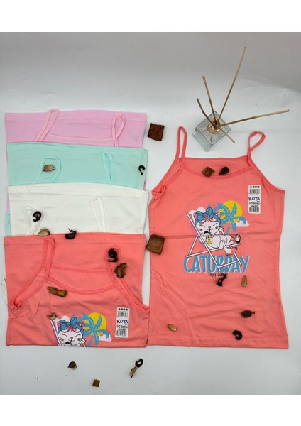 3408 Ip Askı Elastan Baskılı Atlet 6 Adet