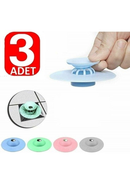 Tekno Trust Lavabo Küvet Tıkacı 3 Adet Mutfak Banyo Gider Tıpası Kapağı Tıkaç Süzgeç