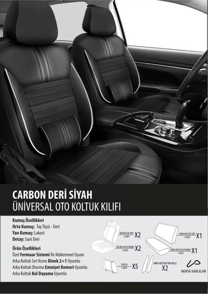 Mini Coupe Koltuk Kılıfı Carbon Deri Siyah