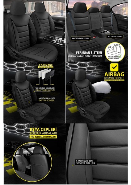 Chery Alia Koltuk Kılıfı Jet Deri Siyah fiyatları