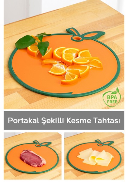 Turuncu Meyve ve Sebze Kesme Tahtası, Esnek, Pratik ve Renkli Mutfak Gereci