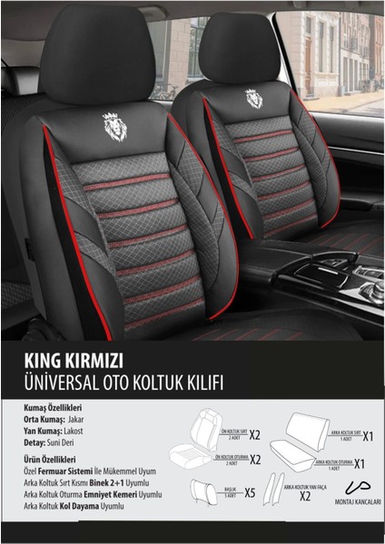 Audi S6 Koltuk Kılıfı King Kırımızı