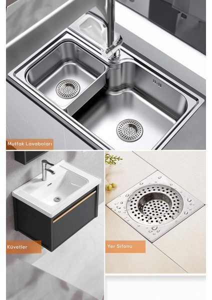Tekno Trust ( 2 Adet ) Mutfak Lavabo Küvet Banyo Tıkacı Ev Ofis Stüdyo Banyo Gider Tıpası Kapağı Tıkaç Süzgeç