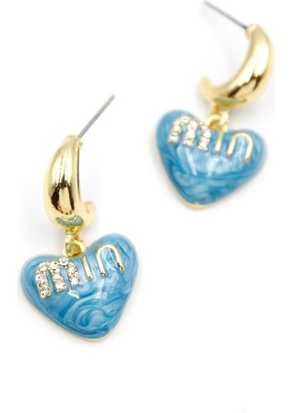 Mineli Kalp Küpe - Mavi fiyatları