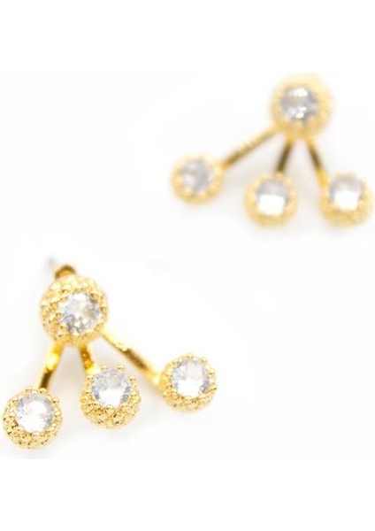 Çoklu Taşlı Küpe - Altın