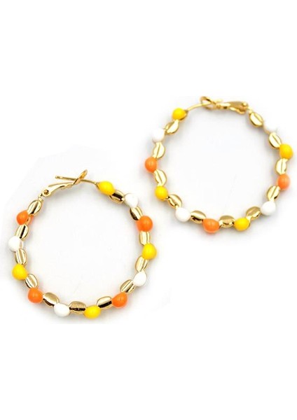 Mineli Halka Küpe - Çok Renkli