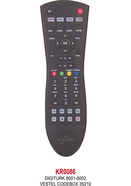 Herz Dıgıturk Plus 8002 Uydu Siyah Oval Kumanda (4172)