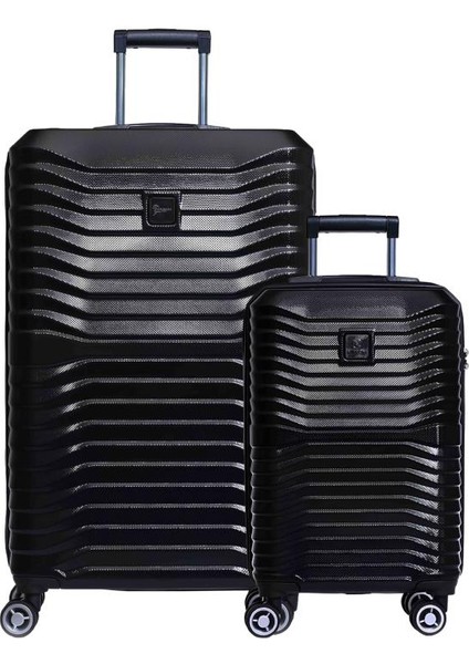 2'li Valiz Seti Polikarbon Büyük Boy – Kabin Boy Valiz Siyah 1819
