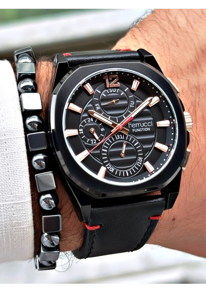 Function FCF.03382K.02 Deri Kordon Erkek Kol Saati