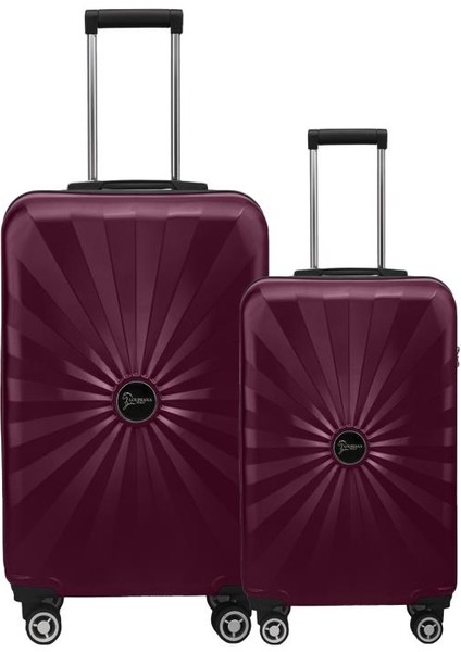 2'li Valiz Seti Polikarbon Orta Boy - Kabin Boy Valiz Bordo 1809
