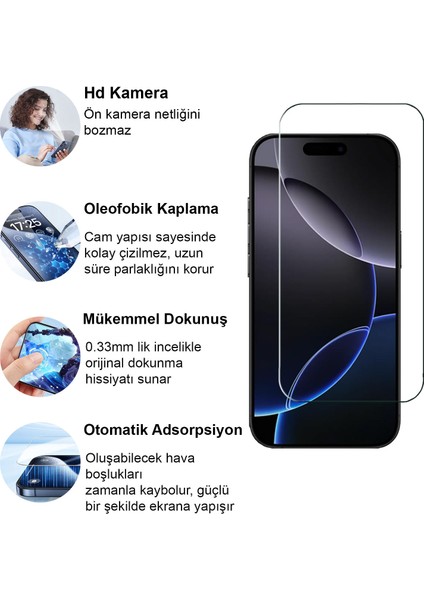 Apple iPhone 16 Pro Kırılmaz Cam Şeffaf 0.3mm Kılıf Dostu Temperli Ekran Koruyucu