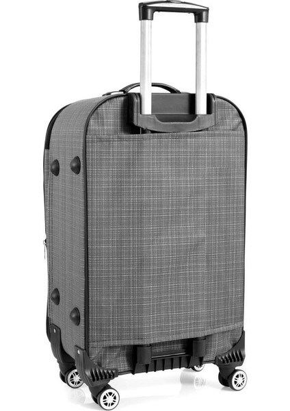 Büyük Boy 4 Teker Kumaş Valiz Gri 1081